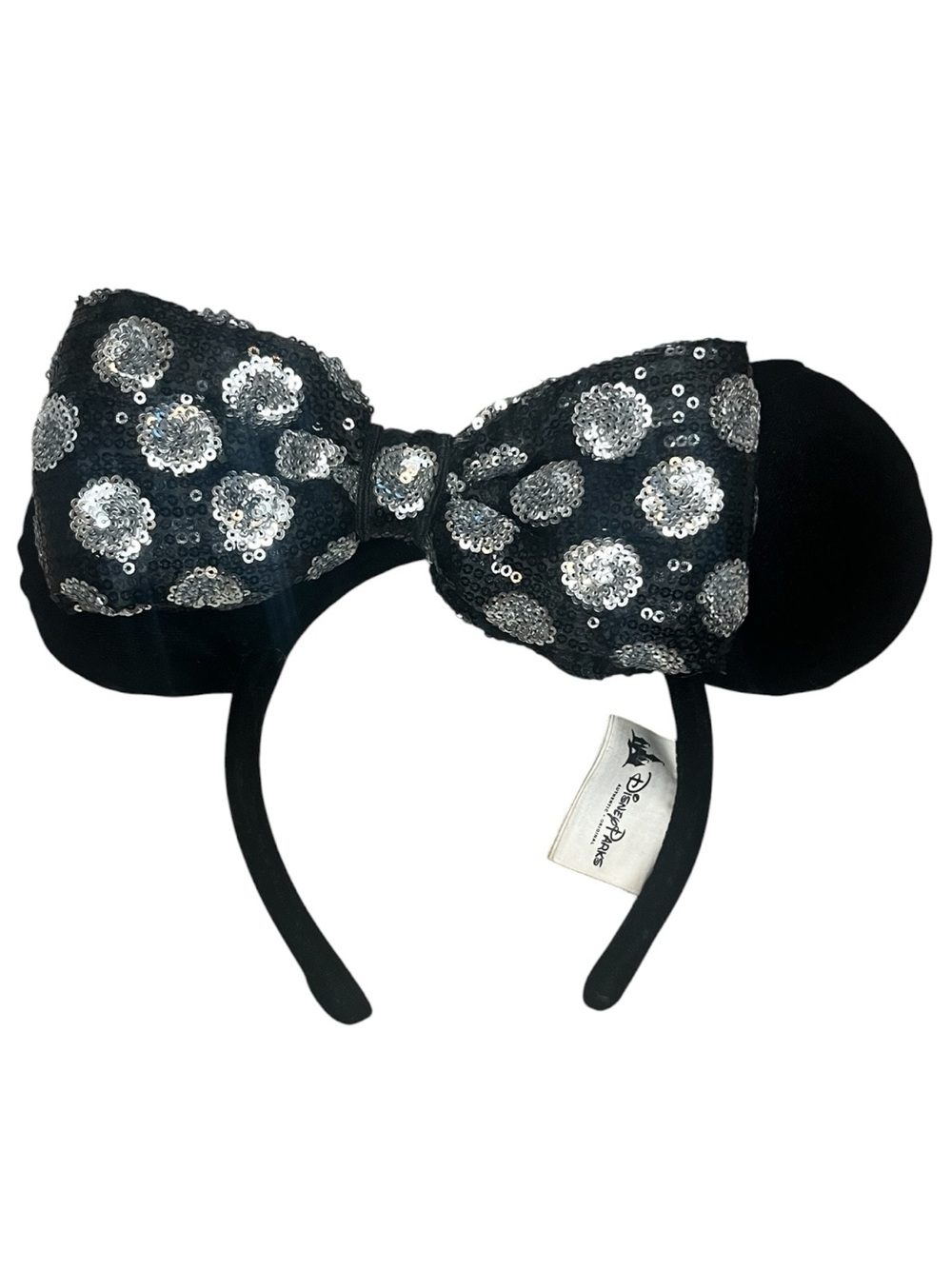 Disney Black Headband with DetacableSilver Sequin Polka Dot Bow